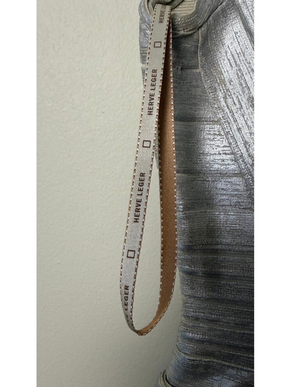 HERVE LEGER BANDAGE BODYCON MINI BONDAGE METALLIC DRESS M - Picture 10 of 13